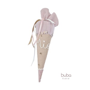 Schultüte Mädchen beige rosa - Geschenk zum Schulanfang oder Einschulung und zum Kitastart 70cm 35cm