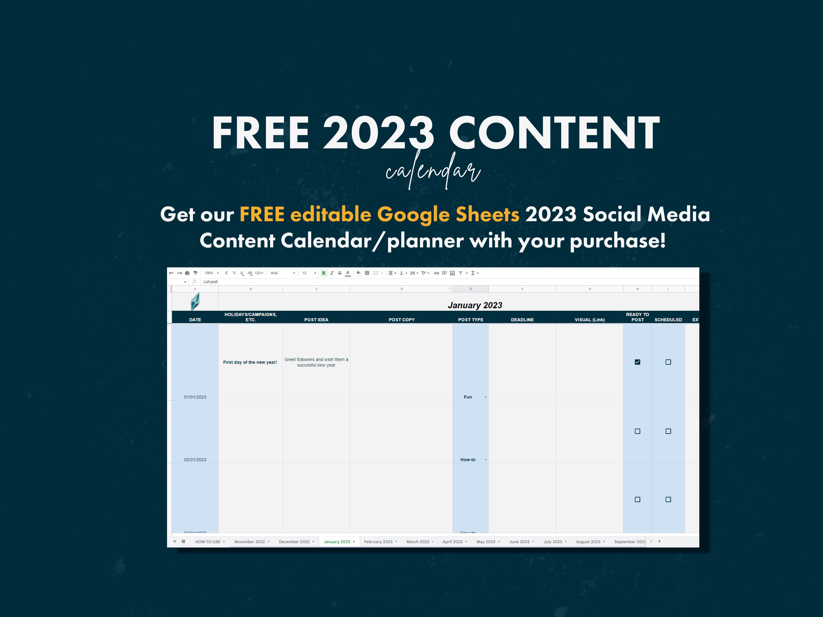 Social Media Marketing Calendar 2023 facebook Instagram Etsy