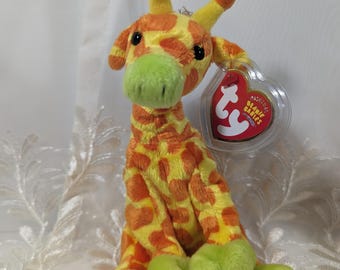 Ty Beanie Bellies Tippi la Jirafa con Ojos Verdes Brillantes, los Peluches con Barriga Suaves y tiernos 20 cm, T41504