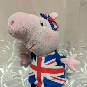 Ty Beanie Baby - Union Jack Peppa Pig - Rare Plush Toy (8in) No Hang Tag