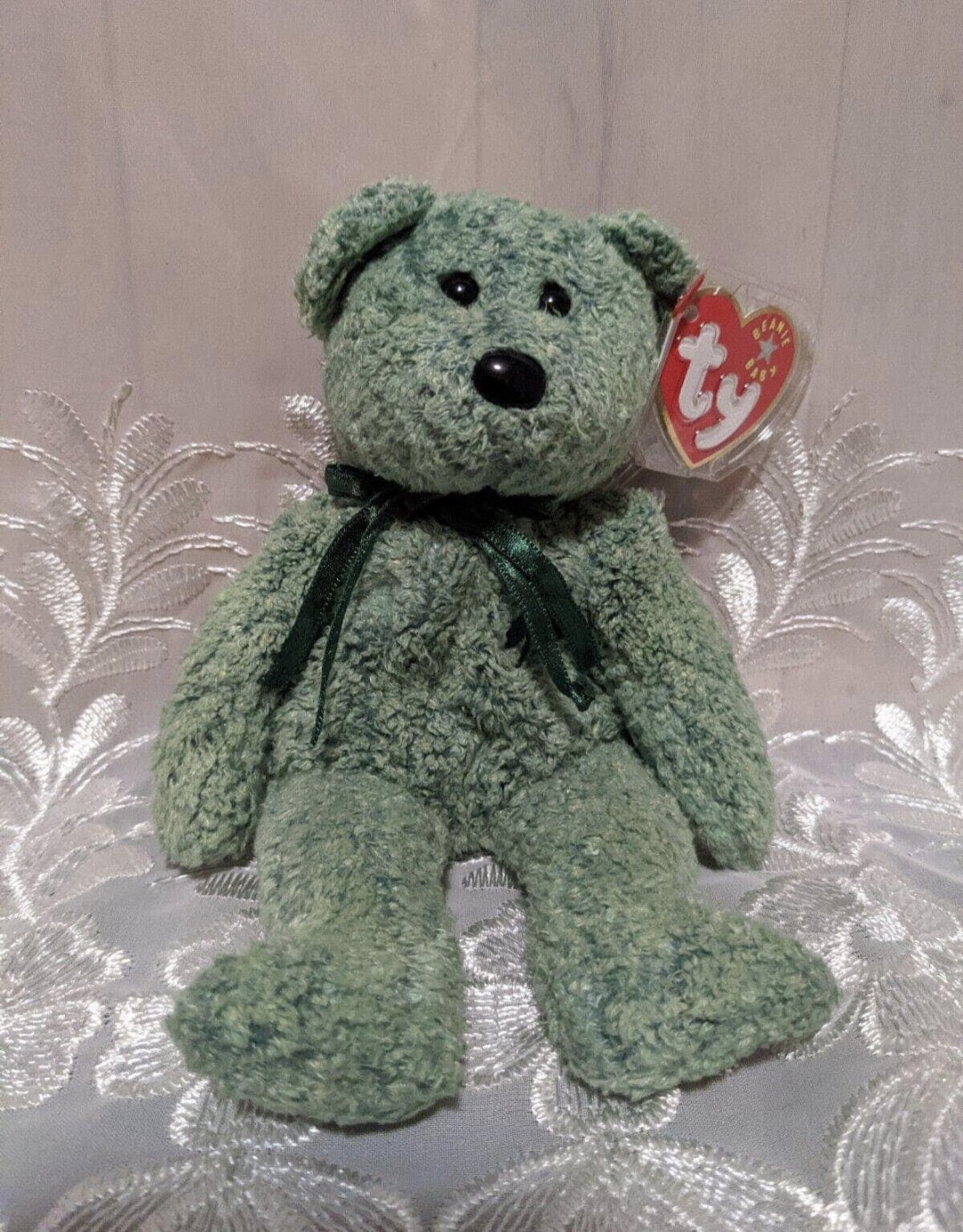 Teddy Bear Green Beanie Baby With Shamrock Ty Beanie Babies