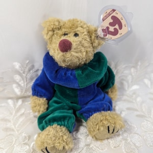 TY Attic Treasure Collection - Piccadilly The Clown Bear (8.5in) Blue / Green version
