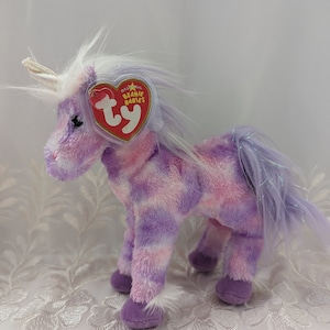Ty Beanie Baby - Stargazer The Purple And Pink Unicorn (7.5in) Near Mint Tag