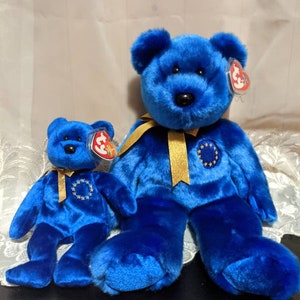Unity The Blue Bear Ty Beanie Baby + Beanie Buddy lot - Mint Vintage  Plush Toy (Sold As Set)