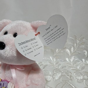 Ty Beanie Baby Dear the Pink Bear With Rose 8.5in - Etsy