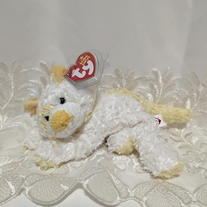 Ty Beanie Baby - Saffron The Yellow And White Cat (8in) Near Mint