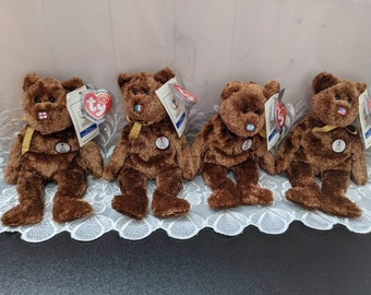 Ty Beanie Babies FIFA Champion Bears - Argentina USA Italy England - 9 inches - soccer championships in 2002