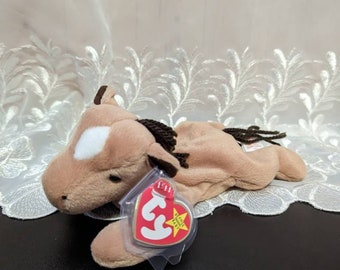 Ty Beanie Baby - Derby The Horse With Coarse Yarn Mane - Vintage  Plush Toy. 8in