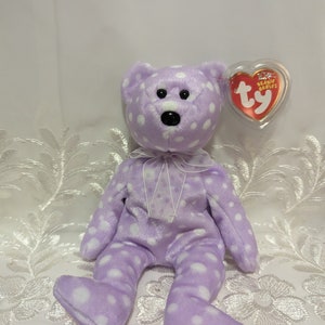Ty Beanie Baby - Toast The Purple Polkadot Bear (8.5in)