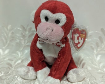 Ty Beanie Baby - Valentine The Red Valentines Day Monkey (7in)