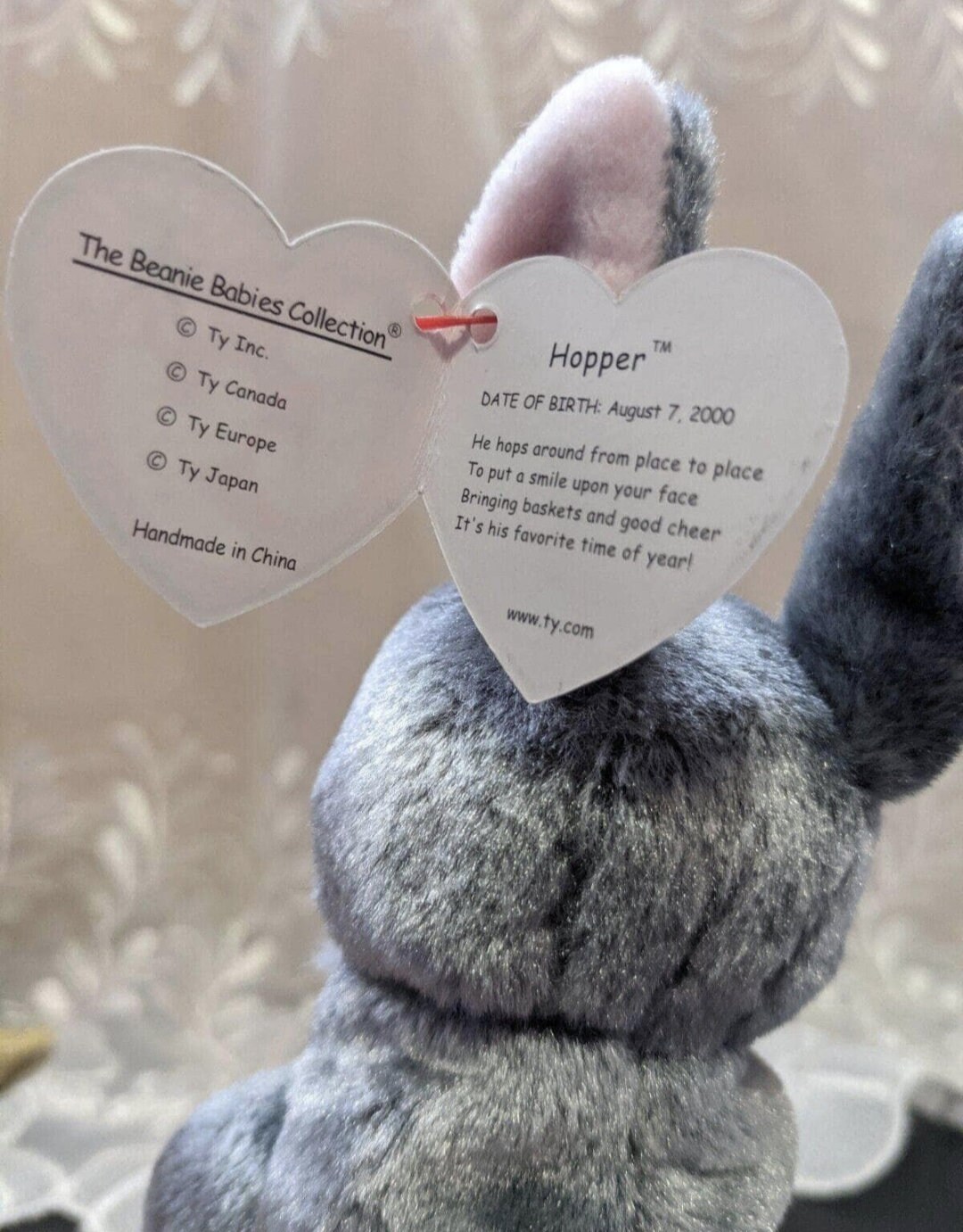Ty Beanie Baby - Hopper the Gray Bunny Rabbit (7in) - Etsy