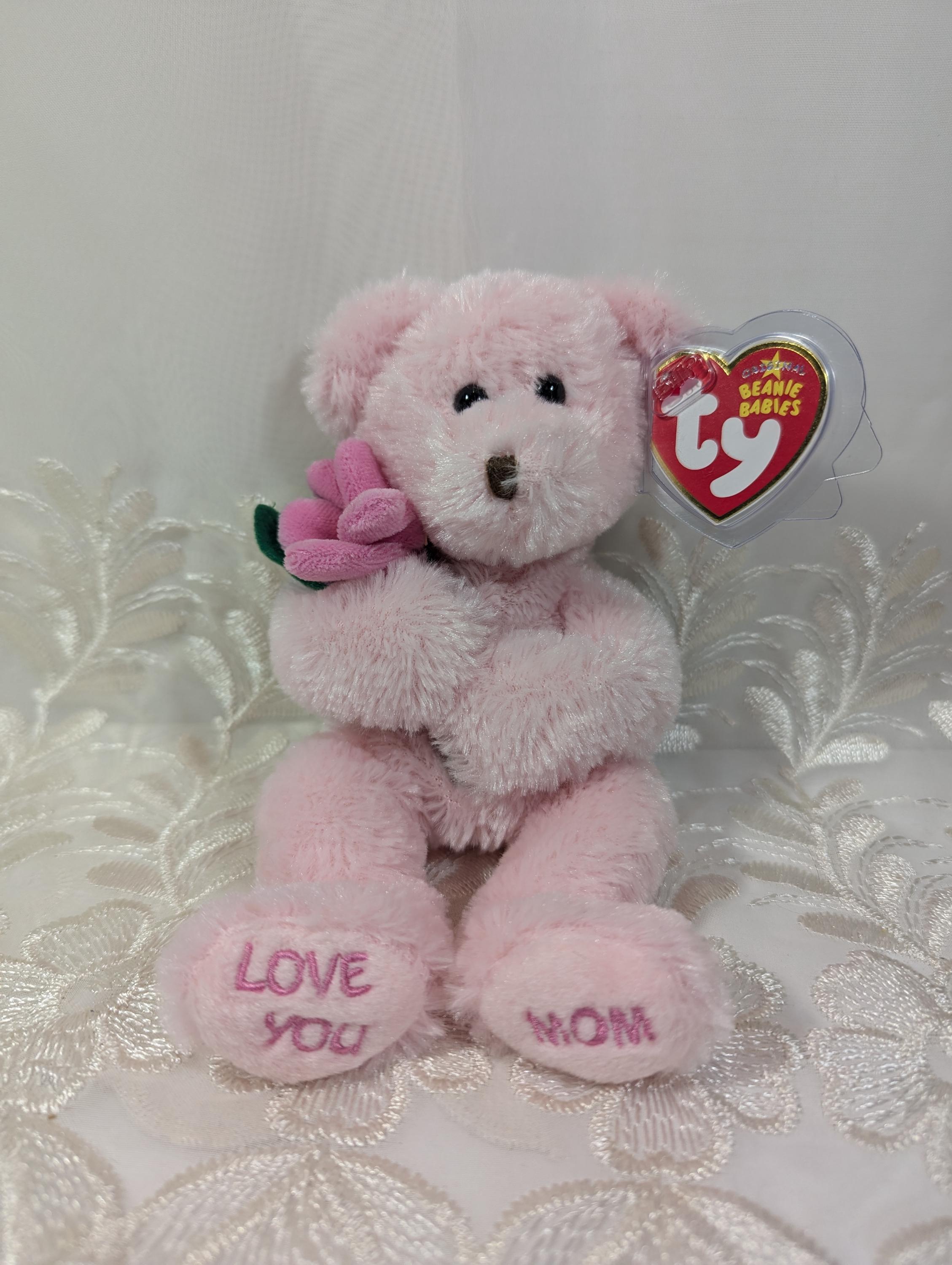 Ty Beanie Baby - Love U Mom the Pink Mother's Day Bear With Flower
