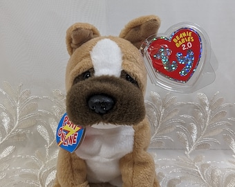 TY Wilfred Hund – Beanie Bellies Medium 24 Cm – Kuscheliger Plüschhund, Quetschbar, Mit Gedicht & Ty-Herz – Offizielles Sammlerstück