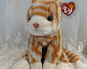 Ty Beanie Buddy - Amber The Orange Tabby Cat (12in) Near Mint