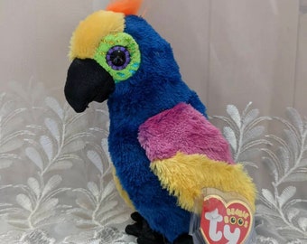 TY Beanie Boo Babies Wynnie The Macaw Bird Parrot Bright Colorful Mint Toy