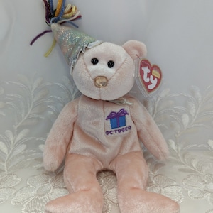 Ty Beanie Baby - October The Birthday Bear With Hat (8.5in)