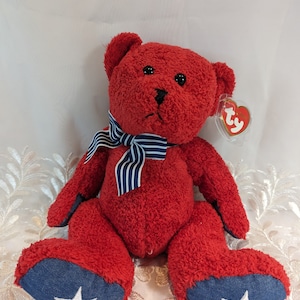 Ty Classic Collection - Patriotic The Red Bear (10in) Near Mint