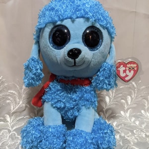 Ty Beanie Boo - Mandy The Blue Poodle Dog (10in) Non-mint Hang Tag