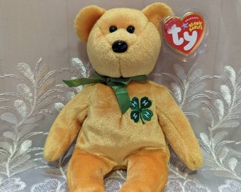 Ty Beanie Baby - 4-H The Yellow Bear With The Four-leaf Clover - Mint  Plush Toy. (8.5in)