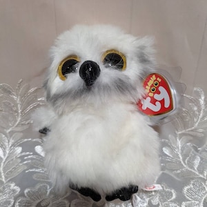 Ty Beanie Boos AUSTIN Hibou blanc aux yeux scintillants - Peluche presque neuf (6 po.)