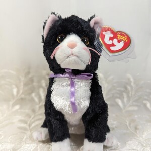 Ty Beanie Baby Fussy the Black and White Cat (6in)