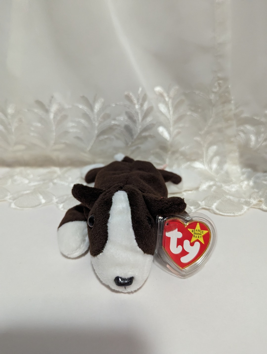 Ty Beanie Baby Bruno the Brown and White Dog (8in) Made in