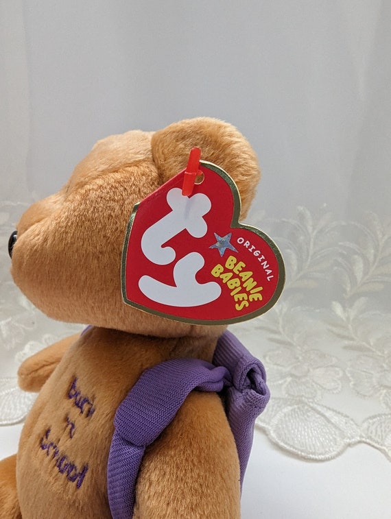 Ty Beanie Baby Books the Bear With Purple Backpack Back to School 8.5in Etsy