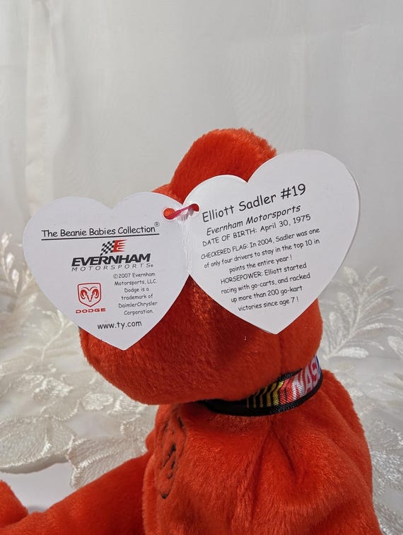 Ty Beanie Baby - Elliot Sadler # 19 the Nascar Bear (8.5 In) - Etsy