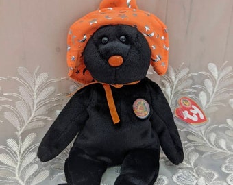 Pocus The Halloween Bear Ty Beanie Baby Of The Month for October - Mint  Vintage Plush Toy