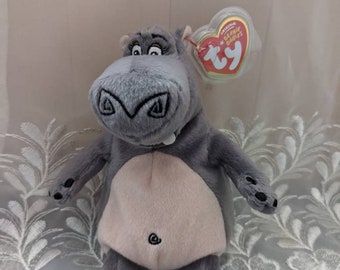 Ty Beanie Babies Gloria the Hippo From The Movie Madagascar 2 - Mint  Rare Plush Toy (8.5in)
