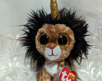 Ty Beanie Boo - Ramsey el león unicornio (6 pulgadas) Etiqueta colgante arrugada