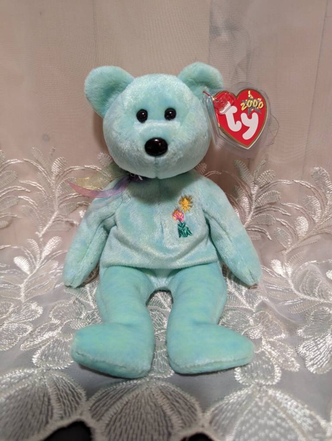Ty Beanie Babies - Ariel the Beautiful Turquoise Bear - Mint Rare