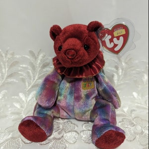 Ty Beanie Baby - July The Clown Birthday Bear (6in)