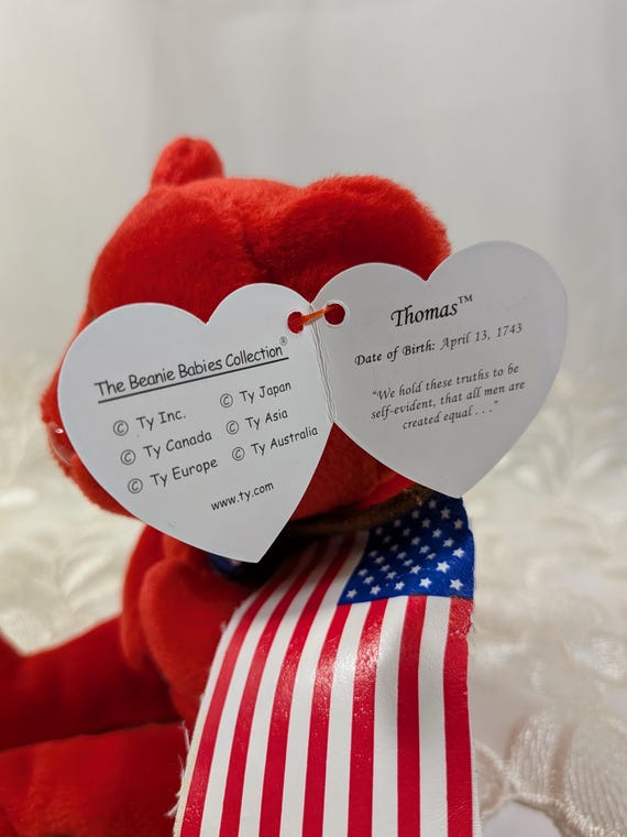 Ty Beanie Baby - アメリカ国旗を持ったクマのトーマス（8.5インチ