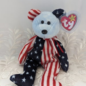 Ty Beanie Baby - Spangle The USA Bear (Blue Face Version) 8.5in
