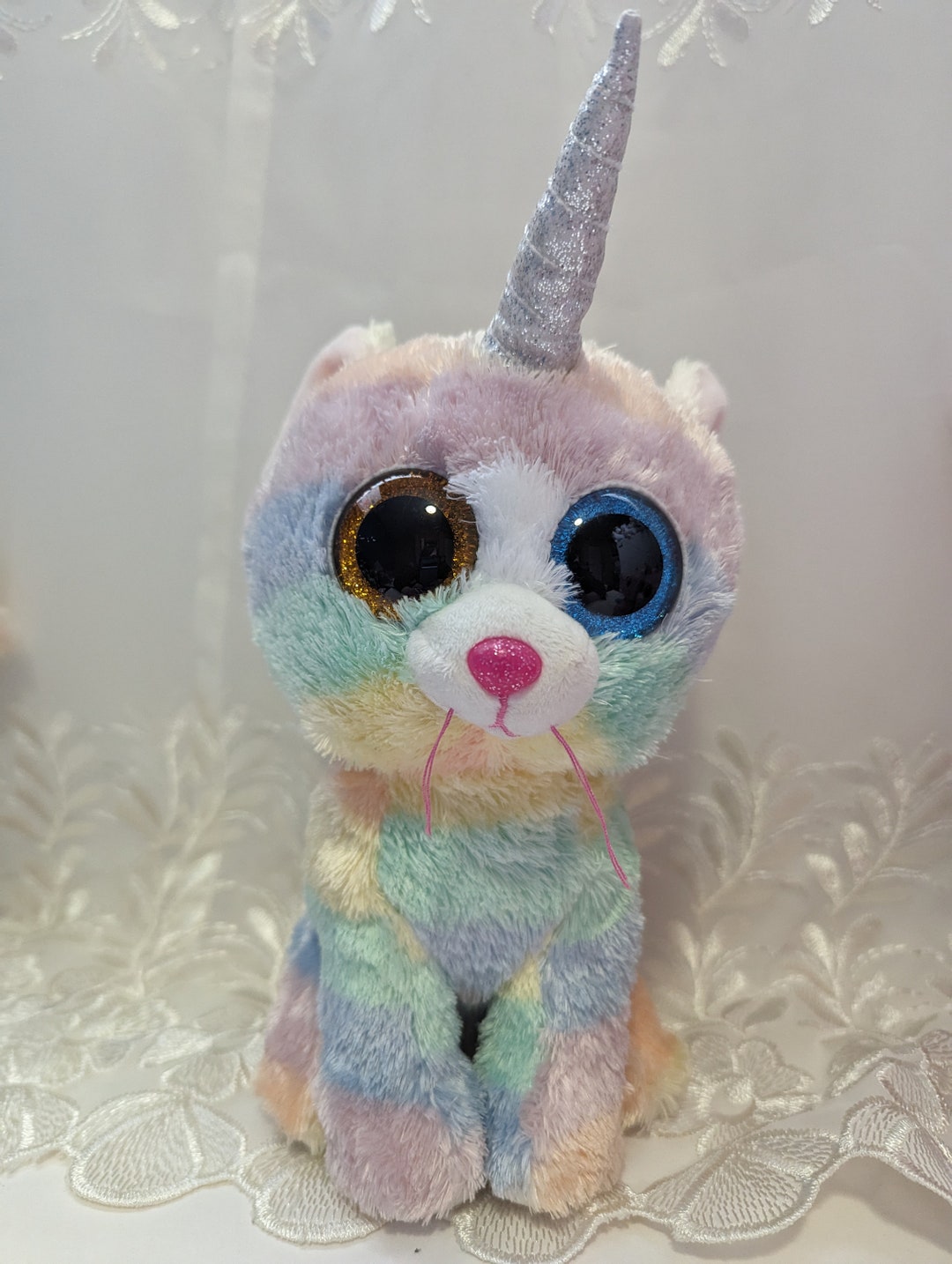 ty-beanie-boo-heather-the-unicorn-cat-9in-no-hang-tag-etsy