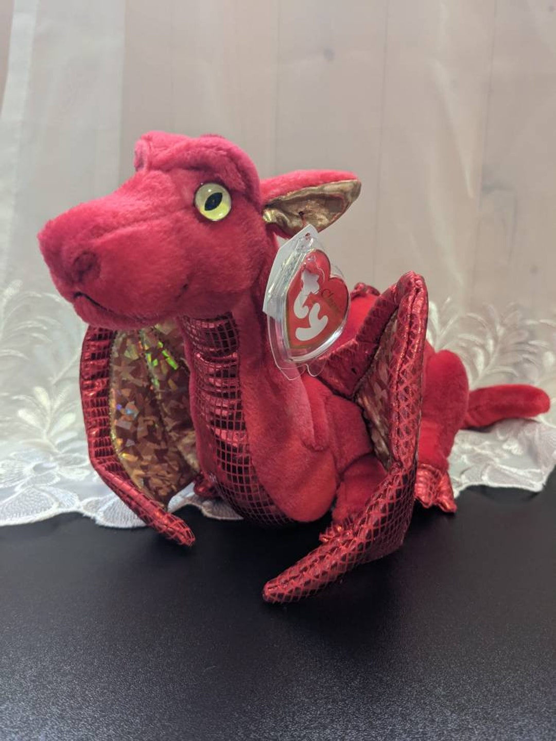 Ty Classic Fossils the Red Dragon Mint very Rare Plush Toy 17in
