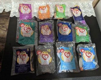 Complete Lot Of 1998 McDonald&#39;s Happy Meal Ty Teenie Beanie Babies In Original Packaging - Sold as set or individually