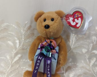 Ty ビーニーベイビーズ - 帽子にケーキを乗せたクマのハッピー