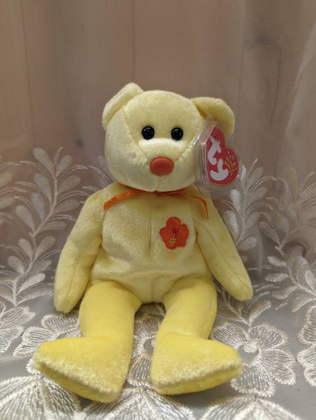 Ty Beanie Babies Bunga Raya the Yellow Flower Bear Malaysian Exclusive