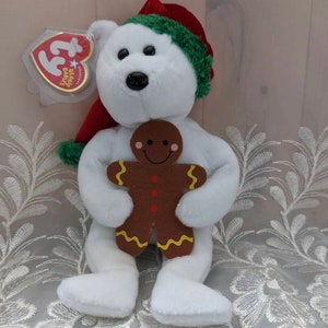 Ty Beanie Baby Goody Der Weihnachtsbär mit Lebkuchenmann - MINT Vintage Plüschtier