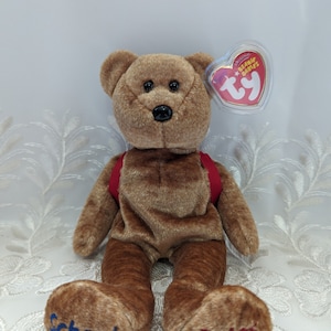 Ty Beanie Baby - 123&#39;s The Bear With Backpack - Back To School (8.5in)