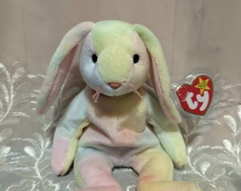 Ty Beanie Baby - Hippie The Multi-colored Bunny - Mint Vintage  Easter Plush Toy