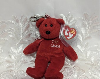 Ty Beanie Baby Keychain Clip - Canada The Red Bear (5 in)