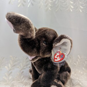 Ty Beanie Buddy- Trumpet The Elephant - Vintage  Plush Toy. (10in) Creased Hang Tag