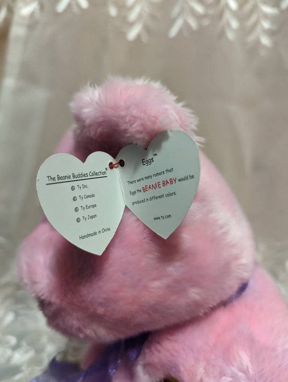 Ty Beanie Buddy - Eggs the Pink Easter Bear From 2000 - Mint