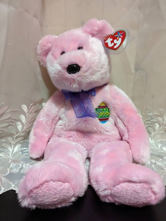 Ty Beanie Buddy - Eggs the Pink Easter Bear From 2000 - Mint