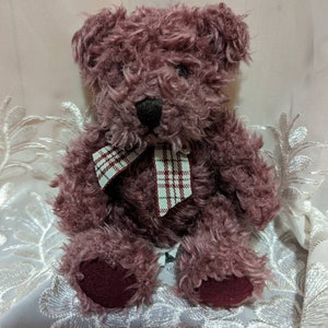 Russ Berrie & Co - Darby Purple Plush Fuzzy Teddy Bear - Stuffed Animal with Bow (5in)