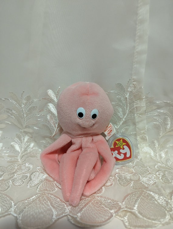 Ty Beanie Baby Inky the Pink Octopus Creased Tag