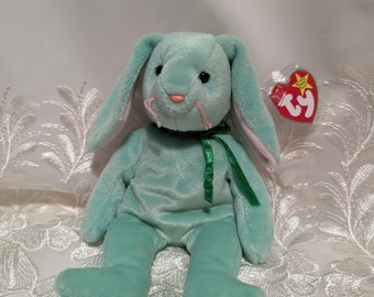 Ty Beanie Baby - Hippity, o Coelho Verde (20 cm) Fabricado na Indonésia com etiqueta canadense *Raro*